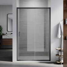 ElEGANT Shower Door Sliding Shower Enclosure with 6mm Black Safety Glass and Black Frame Aluminum Frame 1100x1850mm