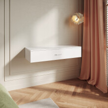 Elegant Wall Mounted Dressing Table with Compartment Drawer, Floating Vanity Desk, White, 100 x 38 x 20 cm