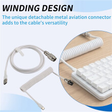 USB Type-C Cable for Gaming Keyboards, Double Sleeved Mechanical Keyboard Cable, Mechanical Keyboard Custom Coiled Cable