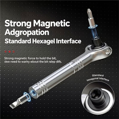 Universal Ratchet Wrench Socket Screwdriver Bit Dual-Purpose Forward and Reverse Magnetic High Speed Screwdriver Tool 1
