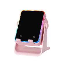 Supporto per Telefono con Altoparlante A Induzione con Altoparlante Luce RGB Colorata Supporto Regolabile Rosa