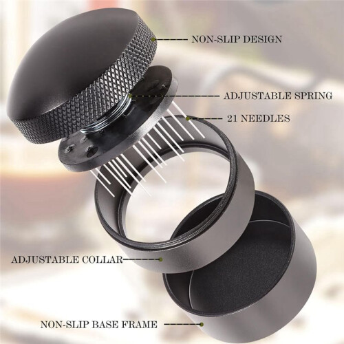 Espresso Coffee Stirrer Needle Distributor Tool Accessory with Storage Base for Home Coffee Maker Coffee Distributor