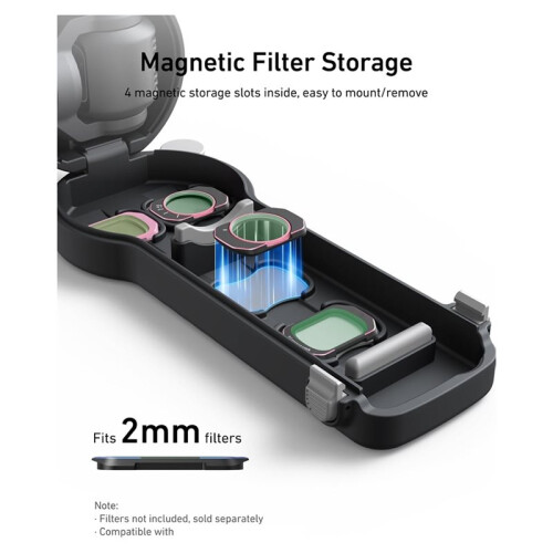 Hard Case for  Osmo Pocket 4/3, 4 Filter Slots, Black Rigid Protective Shell 4 Magnetic Filter Slots Shields