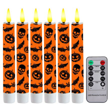 6 Pcs Velas Taper Sin Llama de Halloween Velas LED Centro de Mesa Embrujado para Centros de Mesa y Decoración de Repisas B