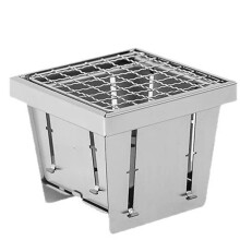 Gril en Acier Inoxydable Pliable, Gril à Charbon Portable, Gril BBQ, pour la Cuisine en Plein Air, Feu de Camp, Patio, Jardin