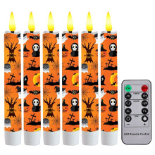 6 Sztuk Świec LED Bezpłomieniowych na Halloween, Świeczki Stożkowe, Upiorny Środek Stołu do Dekoracji Stołów i Kominków D