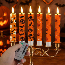 6 Pcs Halloween Flameless Taper Candles LED Candles Haunted Table Centerpiece for Table Centerpieces & Mantel Decor D