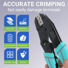 6PCS Crimping Tool Set Ratchet Wire Crimper for Heat Shrink, Insulated, Non-Insulated, Ferrule, for & Open