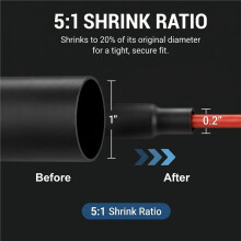 7-Size Heat Shrink Tubing Roll Kit, 5:1 Adhesive Lined, 69.5 Ft Waterproof, Insulated Sealed,for Home Use & Industrial