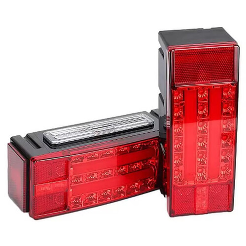 1Pair 12V Rectangular Submersible LED Trailer Light - Red Turn Signal Tail Brake Lights for Trucks Trailers Van 1