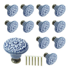 12 Pcs Light Ceramic Kitchen Cabinet Knobs Retro Ceramic Dresser Knobs, Vintage Round Drawer Knobs