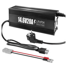 Cargador de Batería de Litio de 12V 20A, Cargador de Batería LiFePO4 de 14.6V de Alta Potencia con Carcasa de Aluminio Premium - Activación de 0V,