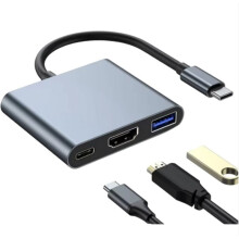 3-in-1 USB C Hub with 4K -Compatible USB 3.0 100W PD Charging Aluminum Shell for Pro/Air Laptops