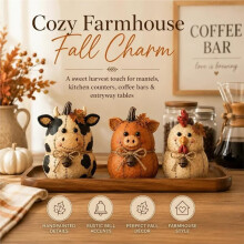 Rustic Farm Pumpkin Friends Decor Set, Charming Fall Seasonal Ornament for Home Decoration, for Mantel Shelf Tabletop