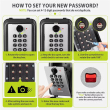 Key Lock Box for Outside - Waterproof Lock Box for Keys with 12-Digit Combination Lock