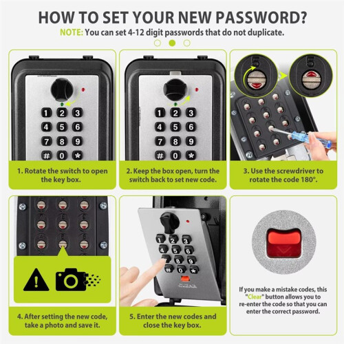 Key Lock Box for Outside - Waterproof Lock Box for Keys with 12-Digit Combination Lock