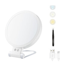 30X Magnifying Mirror with Light Rechargeable Magnifyin Mirror 3 Color LED Lights for Tweezing Eyebrows Facial Hair