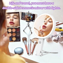 30X Magnifying Makeup Mirros 3 Color Lights Magnifying Handheld Mirror for Detailed Skincare Eyebrow Grooming B