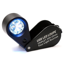 Lupa de Joyero 20x con Cuatro Modos de Iluminación, Lupa Profesional de 22mm con Luces LED UV Recargable de Bolsillo