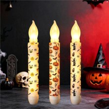 6 Piezas Velas de Pilar Sin Llama de Halloween con Control Remoto Mecha 3D Parpadeante Velas de Halloween para Centros de Mesa Decoración B