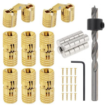 8 Piezas de Bisagras de Barril de Latón Ocultas de 8 mm con un Rango de Apertura de 0 A 180 Grados. para un Aspecto Limpio y Oculto del Hardware en
