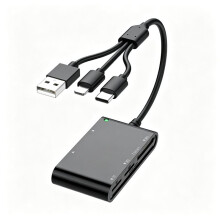 6 in 1 SIM Card Reader, Card Reader with USB C/USB A/ /TF/M2/IC/MMC/Memory Stick Pro Duo Adapter