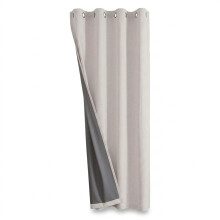 Blackout Thermal Insulating Curtain Linen Look 210x132cm White — bedroom window drapes, energy saving blinds