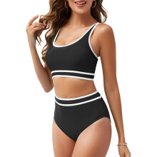 Damski Strój Kąpielowy Dwuczęściowy Bikini Push-Up Szybkoschnący Czarny S