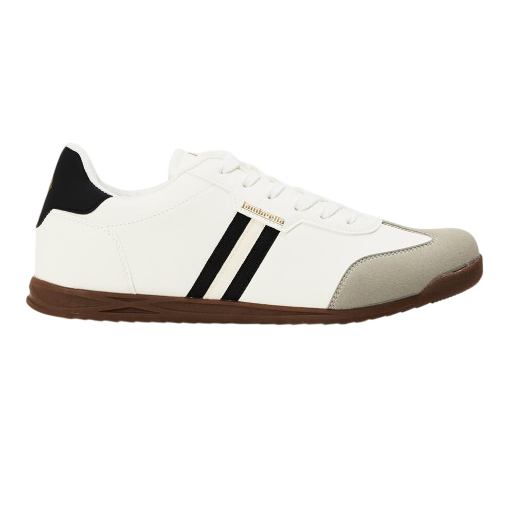 Lambretta (9 Uk, White/Black) Mens Tackle Lace Up Trainers