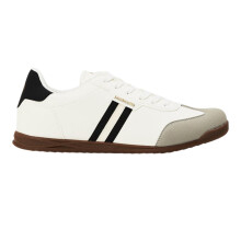 (8 UK, White/Black) Lambretta Mens Tackle Lace Up Trainers