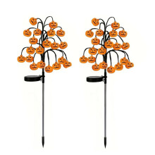 2Pcs Halloween Solar Pumpkin Garden Lights Halloween Solar Tree Lights Outdoor for Garden Yard Terrace Holiday