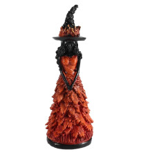 Enchanted Autumn Witch Figurine,Witch Figurine Fall Witch Decor Halloween Tabletop Statue with Leaf Gown Thanksgiving