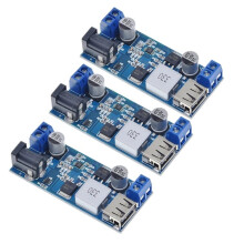 3 Unidades de Fuente de Alimentación Reductora - de 24V/12V A 5V 5A, Módulo de Carga USB Reductor Ajustable, Reemplaza Al LM2596S