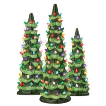 Best Choice Products Set of 3 Ceramic Christmas Trees, Pre-Lit Hand-Painted Tabletop W/Multicolor LED Bulbs