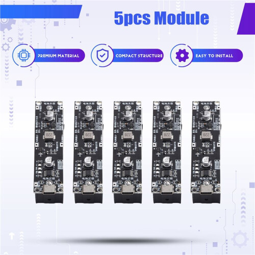 5Pcs Type-C 18650 Lithium Battery Boost Step  Module 18650 Lithium Battery UPS Boost Module for MCU Router DIY 9V 1