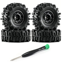 Aros e Pneus RC Rock Crawler de 0,7 Polegada para Carro de Escalada RC 1/30 para Axial SCX30 para K10 para Bronco M Preto