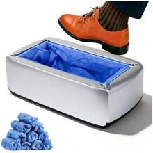 Automatic Shoe Cover Dispenser Machine with 100Pcs Covers, ABS Hands-Free Step-in for Home Lab Factory Indoor Use