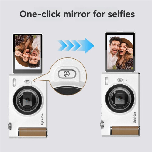 56MP Digital Camera with 180 Flip Screen, Built-in Makeup Mirror Camera HD Selfie Vlogging Camera Gift Portable Compact 2