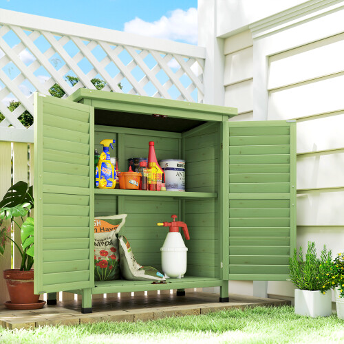 Outsunny Outsunny Garden Storage Shed Solid Wood Garage Organisation w/ Doors, Green