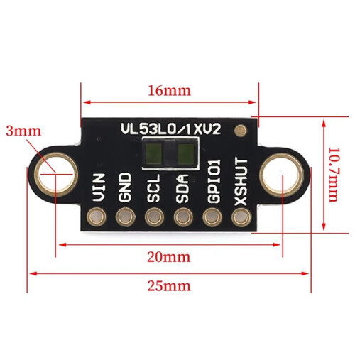 VL53L1X V2 ToF Ranging Flight  Sensor Module 3V-5V Distance 400cm Measurement Extension Board Module 2