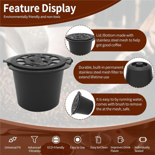 3PCS Coffee Capsule Filter for  Essenza  C30 Coffee Machines Replacement Coffee Filter Cups Brown 1
