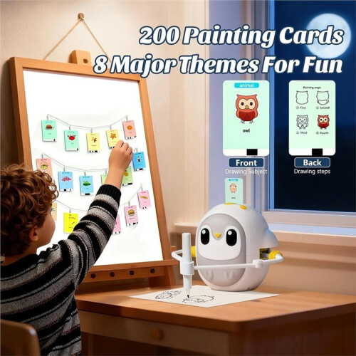 Educational Drawing Robot for Kids Interactive Learning for Childhood Drawing Machine with 200 Cards Owl 2