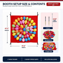 Balloon Dart Board Set, Reusable Hanging Target Mat with 2 Darts and 500 Balloons for Festival Booth Equipment Event