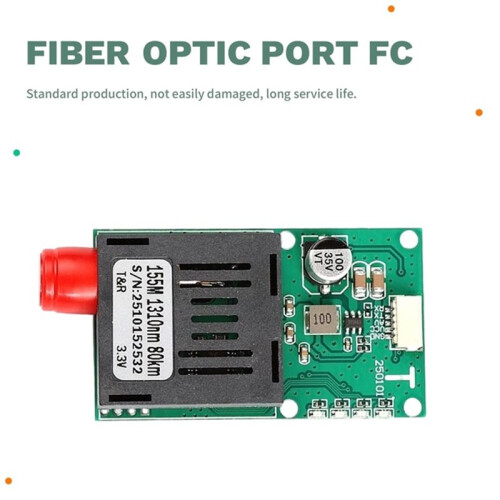 Módulo Transceptor Óptico TTL de 80KM Interface FC Equipamento Terminal Óptico AV/VCC/GND TX 1