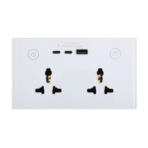 Home Wifi Wall Socket Panel International Double Universal Outlet USB Touch 70W QC/PD3.0