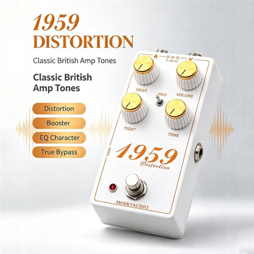 MOSKYAudio 1959 Distortion Effect Pedal för Elgitarr för  Distortion Tone Full Metal Shell 1
