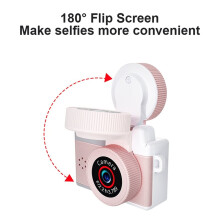 1080P Kids Camera 180 Flip Lens 3 Filters 1.47" Touch Screen Fill Light Clear Photo Keychain Toy Camera 16X