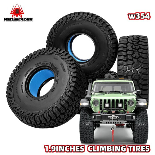 RED SPIDER Pneu de Borracha com Roda de 1,9 Polegadas para Carrinho RC Crawler 1/8 1/10 para Axial SCX10 Wraith RR10 Capra para  TRX4 2