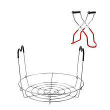 304 Stainless Steel Canning Rack + Jar Lifter Tong with Nonslip Design Large Space Cooling and Water Bath Rack