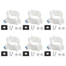 6 Pc 1/4" Drain Saddle Valve Quick Connect White Plastic Water Hose Pipe Adapter Clamp for Under Sink Reverse Osmosis